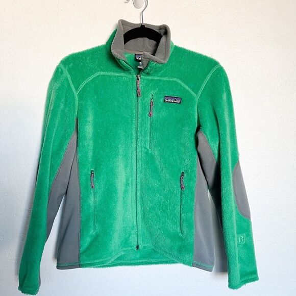 Patagonia Polartec Fleece Full‎ Zip Jacket R4 Womens Small Kelly Green Gorpcore - Picture 1 of 9